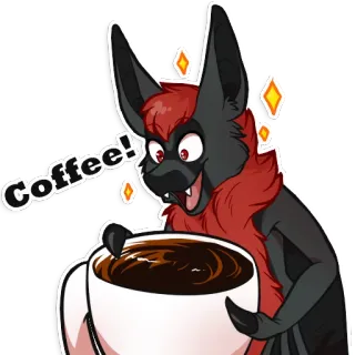 ☕ c5e341d6 Coffee! café, animal, bebida, mono, taza, peludo whatsapp sticker