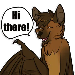 👐 e57990e0 Hi there! murciélago, dibujo animado, animal, saludo, amigable, peludo whatsapp sticker