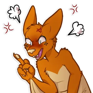 😡 ec61b075 murciélago, enojado, peludo, dibujos animados, dedo medio, gesto ofensivo whatsapp sticker