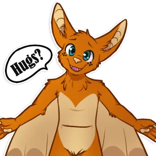 ❤ fa427696 Hugs? murciélago, furry, dibujos animados, animal, amigable, abrazos, naranja whatsapp sticker