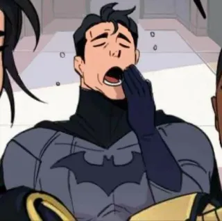 😴 0b457cde Batman Batman, DC Comics, superhero, cartoon, exhausted, yawning telegram sticker