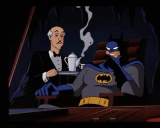 ☕ 52867cb3 Batman batman, bruce wayne, alfred, batcave, cartoon, superhero telegram sticker