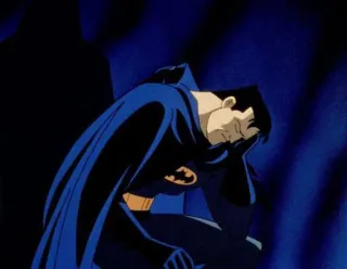 😔 9818d588 Batman DC Comics, superhero, cartoon, sad, gloom telegram sticker