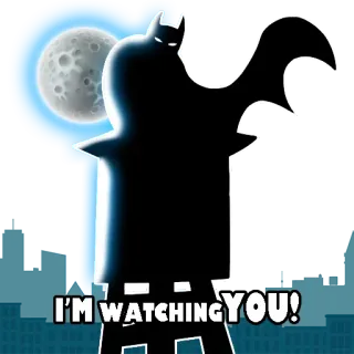 👀 7612447f Batman I'M WATCHING YOU! Batman, kijken, silhouet, held, vigilante, cartoon whatsapp sticker
