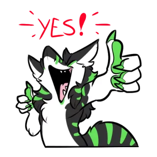 👍 0d0e01b3 YES! Furry, Binatang, Kartun, Jempol ke atas, Ya telegram sticker