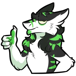 👍 7e09d0c9 Furry, Anthro, Jempol ke atas, Hijau, Binatang telegram sticker