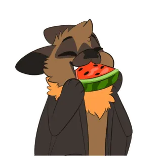 🍈 f0c0df45 animal, bat, watermelon, eating, happy, cute telegram sticker