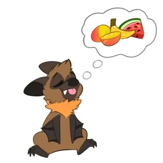 🍌 f6459fed bat, fruit, mango, banana, watermelon, dreaming, animal telegram sticker