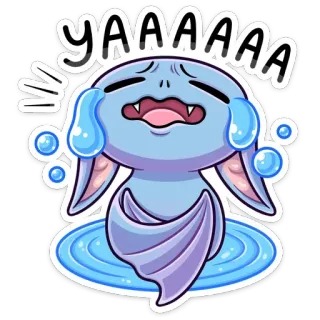 😭 129e3184 YAAAAAA 泣く, コウモリ, アニメ, 感情, 涙, 悲しい, 青, かわいい telegram sticker