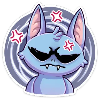 😡 1c8f5c44 コウモリ, 怒り, 漫画, 動物, ステッカー, かわいい telegram sticker