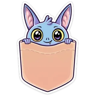 😊 2dd7b5ee コウモリ, ポケット, 動物, かわいい, 漫画, ステッカー telegram sticker