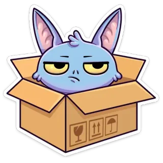 😕 5968262f コウモリ, 動物, 漫画, 箱, 面白い, 可愛い, 不機嫌, イラスト telegram sticker