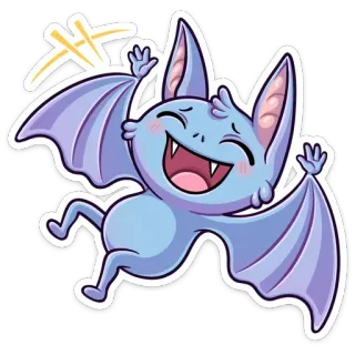 😃 cb58bb45 コウモリ, かわいい, 漫画, 動物, ステッカー, 飛ぶ telegram sticker