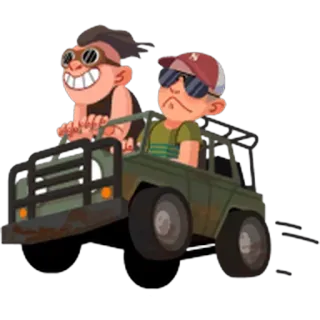 💎 636f8ab5 voiture, conduite, dessin animé, personnages, hors route telegram sticker