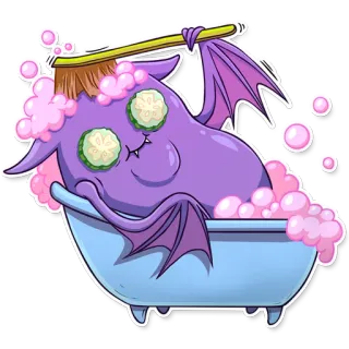 🛀 1c36502d chauve-souris, bain, concombre, relaxation, dessin animé telegram sticker
