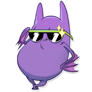 😎 2383ce4f chauve-souris, dessin animé, lunettes de soleil, mignon, violet, drôle telegram sticker