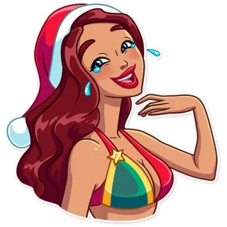 😂 21e236c8 donna, bikini, natale, cappello babbo natale, ragazza, sorridente whatsapp sticker