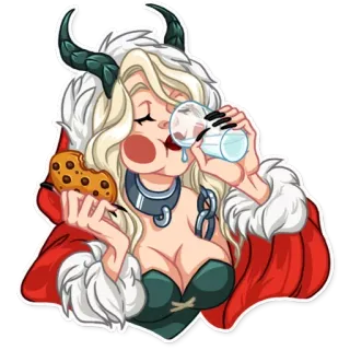 🥛 b0d7cdbe diavolo, latte, biscotto, donna, corna, mangiare whatsapp sticker