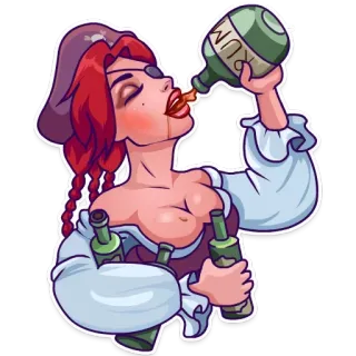 🎉 b55cb322 RUM pirata, alcol, bere, rum, donna whatsapp sticker