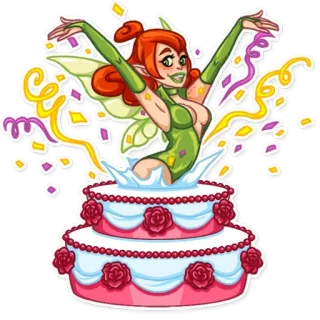 🎂 c1aa3215 fata, compleanno, torta, festa, fantasia, festa whatsapp sticker