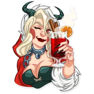 😉 dde4ded1 demone, ragazza, vino, corna, Helltaker, anime whatsapp sticker