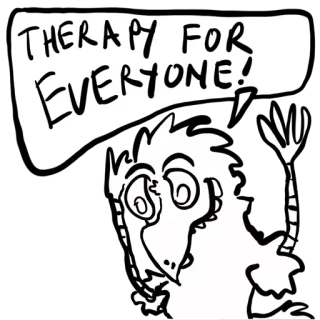 🐓 642ad418 THERAPY FOR EVERYONE! terapia, desenho animado, pássaro, saúde mental, psicologia, bem-estar telegram sticker