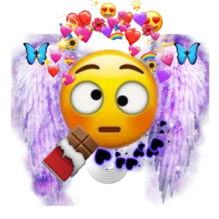 😳 6935455e 絵文字, 翼, ハート, チョコレート, 可愛い, おしゃれ telegram sticker