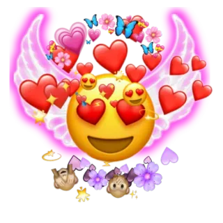 😍 966f5cf9 絵文字, ハート, 愛, ジェスチャー, 表現, 翼, 花 telegram sticker