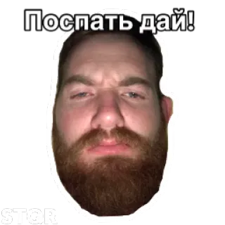 😭 f425f5fa Поспать дай! mężczyzna, broda, rosyjski, wyraz, śpiący, mem telegram sticker