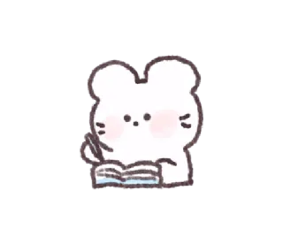 🦟 0835770b dibujo animado, animal, leyendo, libro, ratón, lindo, kawaii telegram sticker