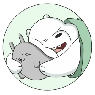 😴 502334f9 Ice Bear We Bare Bears cartoon, bear, rabbit, cute, friendship, animation, hug, Ice Bear telegram sticker