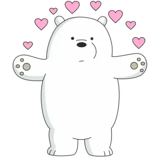 💕 6adfde20 Ice Bear We Bare Bears cartoon, polar bear, cute, hearts, Ice Bear, We Bare Bears telegram sticker