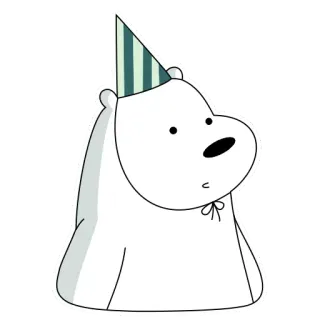 🥳 6d465068 Ice Bear We Bare Bears ice bear, we bare bears, cartoon, bear, cute, party hat telegram sticker