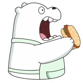 🍔 8ebe54c8 Ice Bear We Bare Bears cartoon, bear, hungry, food, sandwich, white bear, we bare bears, ice bear telegram sticker
