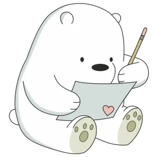 💌 a2b2430a Ice Bear We Bare Bears Ice Bear, We Bare Bears, Cartoon Network, Polar bear, Writing, Heart, Pencil, Cute telegram sticker