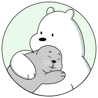 🥰 c062771c Ice Bear We Bare Bears cartoon, bear, seal, cute, animation, hugging, friendship telegram sticker