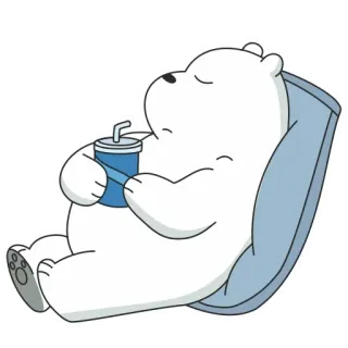 🥤 e09d0db1 Ice Bear We Bare Bears cartoon, bear, ice bear, sleeping, relaxing, drink telegram sticker
