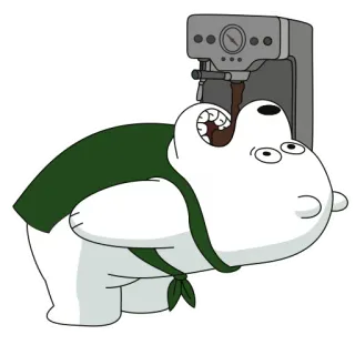 ☕ f9adf2b7 Ice Bear We Bare Bears Ice Bear, coffee, cartoon, We Bare Bears, polar bear, drink telegram sticker