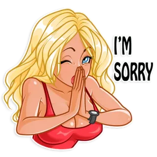 🙏 561fb98c I'M SORRY извинение, блондинка, прости, умоляющий telegram sticker