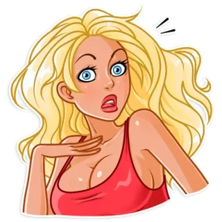 😨 ccf71ffe 卡通, 女人, 金发, 震惊, 角色, 贴纸 telegram sticker