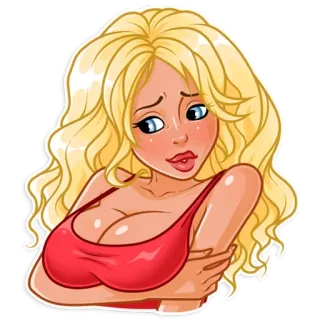 ☺️ ec01e5ca 卡通, 金发, 女人, 丰满, 性感, 插图 telegram sticker