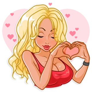 🥰 ed59f138 女人, 金发, 心, 爱, 女孩, 卡通, 贴纸 telegram sticker