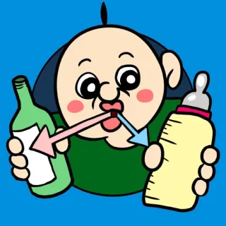 🤔 2eaa040b 奶瓶, 酒精, 饮酒, 卡通, 幽默, 饮料, 瓶子, 插图 telegram sticker