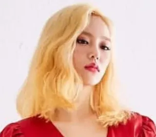 🚫 30326e38 mujer, pelo rubio, retrato, vestido rojo, persona telegram sticker