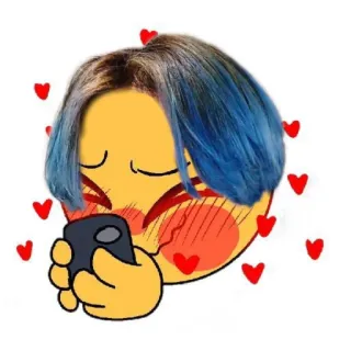 🫐 46f3b661 emoji, heart, love, blush, phone, person telegram sticker