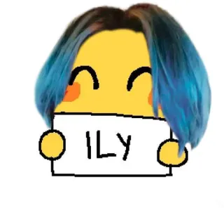 🫐 ffe228b4 ILY love, cute, emoji, ily, blue hair, holding sign telegram sticker