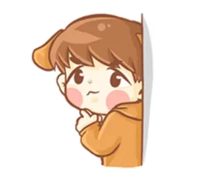 😈 0ce4d4b1 dessin animé, autocollant, pensée, curieux, garçon, enfant telegram sticker