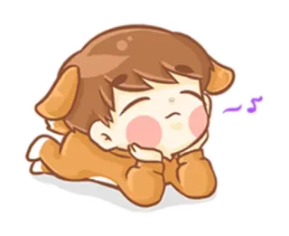 😌 4e62d8a3 sticker, chien, mignon, personnage, dessin animé, couché telegram sticker