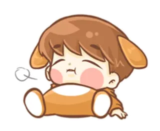 😋 65935234 Dessin animé, Garçon, Chibi, Mignon, Assis, Épuisé telegram sticker