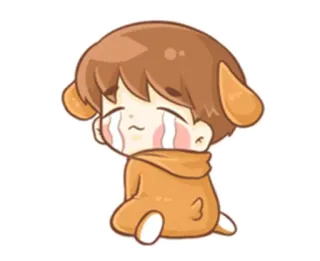 😭 b8a9890e triste, pleurs, kawaii, style animé, chibi, garçon, chiot telegram sticker